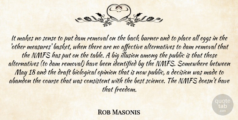 Rob Masonis Quote About Abandon, Among, Best, Biological, Burner: It Makes No Sense To...