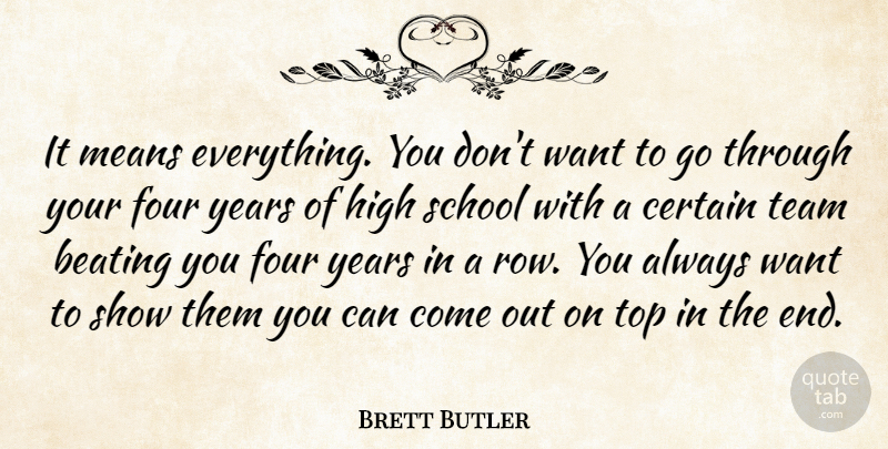 Brett Butler Quote About Beating, Certain, Four, High, Means: It Means Everything You Dont...