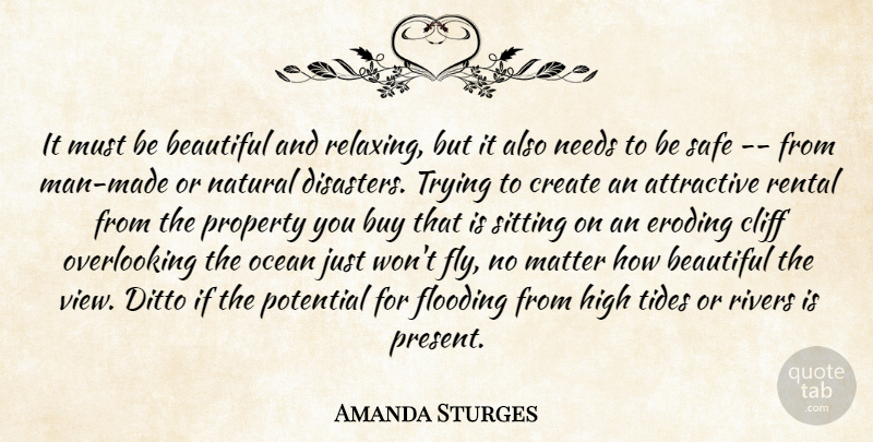 Amanda Sturges Quote About Attractive, Beautiful, Buy, Cliff, Create: It Must Be Beautiful And...