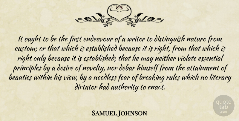 Samuel Johnson Quote About Writing, Views, Desire: It Ought To Be The...