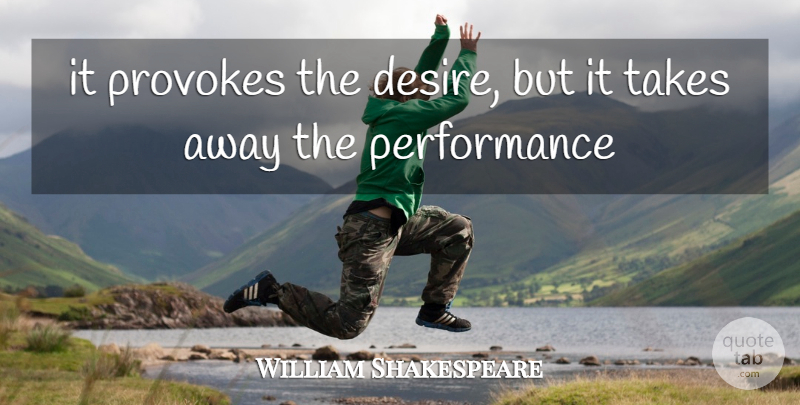 William Shakespeare Quote About Drinking, Alcohol, Desire: It Provokes The Desire But...