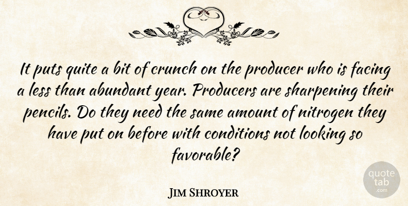Jim Shroyer Quote About Abundant, Amount, Bit, Conditions, Crunch: It Puts Quite A Bit...