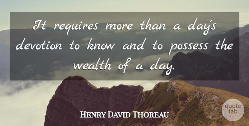 Henry David Thoreau Quote About Experience, Wealth, Devotion: It Requires More Than A...