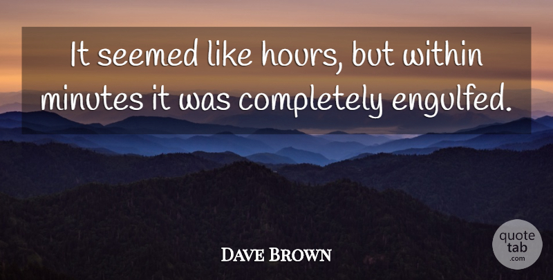 Dave Brown Quote About Minutes, Seemed, Within: It Seemed Like Hours But...