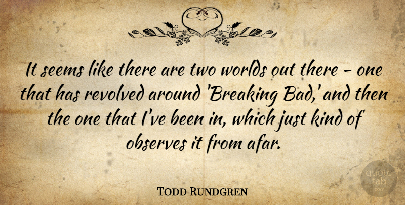 Todd Rundgren Quote About Seems, Worlds: It Seems Like There Are...