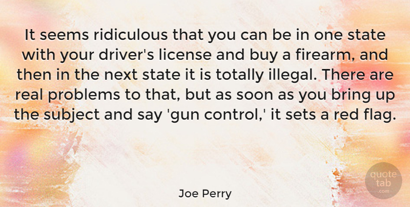 Joe Perry Quote About Bring, Buy, License, Next, Red: It Seems Ridiculous That You...