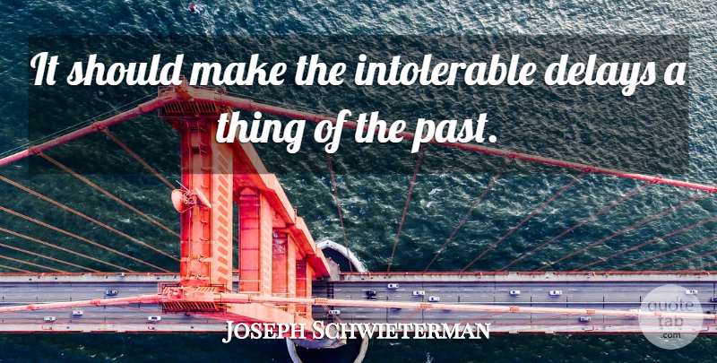 Joseph Schwieterman Quote About Delays, Past: It Should Make The Intolerable...