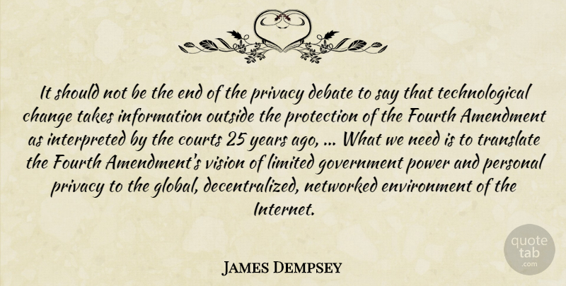 James Dempsey Quote About Amendment, Change, Courts, Debate, Environment: It Should Not Be The...