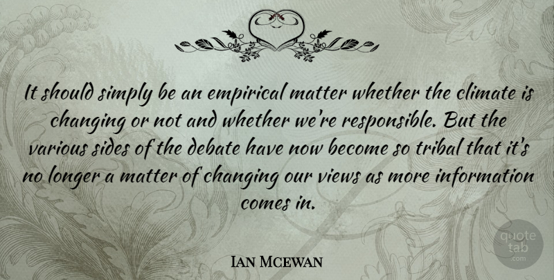 Ian Mcewan Quote About Changing, Climate, Empirical, Information, Longer: It Should Simply Be An...