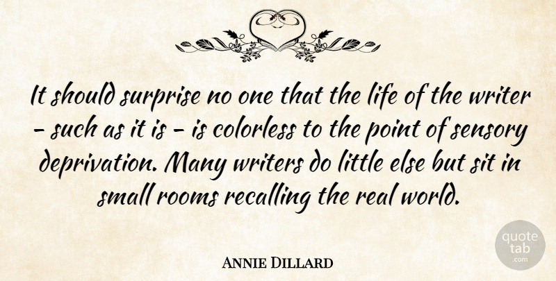 Annie Dillard Quote About Real, Small Rooms, World: It Should Surprise No One...