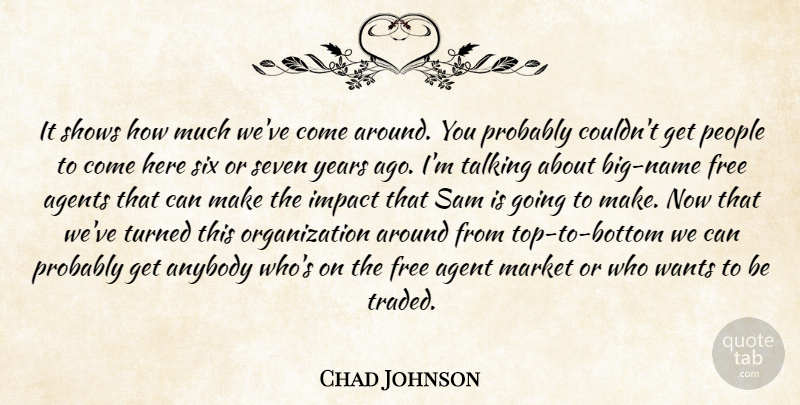 Chad Johnson Quote About Agents, Anybody, Free, Impact, Market: It Shows How Much Weve...