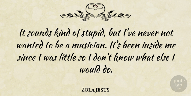 Zola Jesus Quote About Stupid, Littles, Musician: It Sounds Kind Of Stupid...