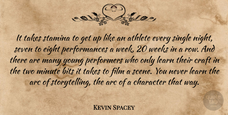 Kevin Spacey Quote About Athlete, Character, Night: It Takes Stamina To Get...