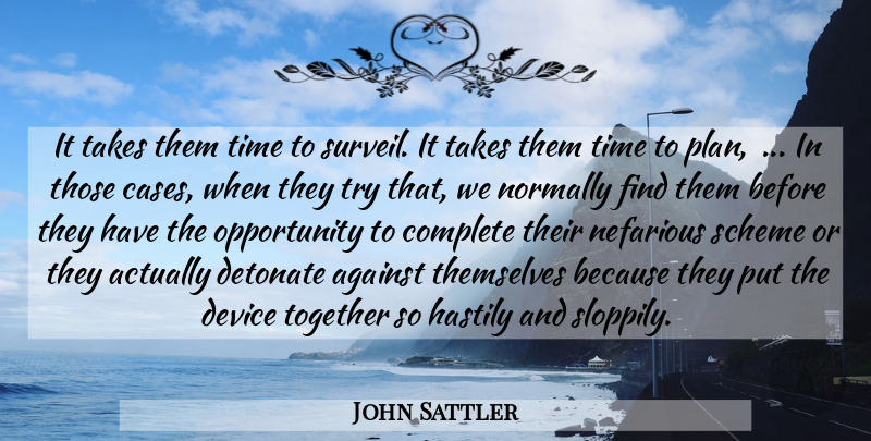 John Sattler Quote About Against, Complete, Detonate, Device, Normally: It Takes Them Time To...