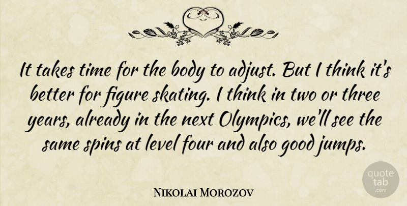 Nikolai Morozov Quote About Body, Figure, Four, Good, Level: It Takes Time For The...