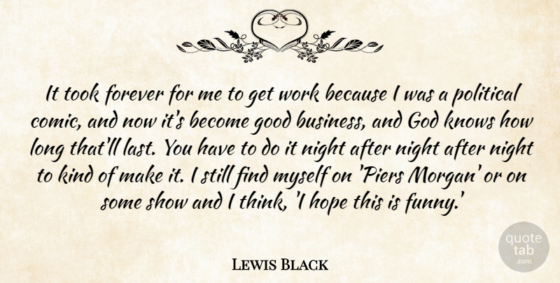 Lewis Black Quote About Night, Thinking, Long: It Took Forever For Me...