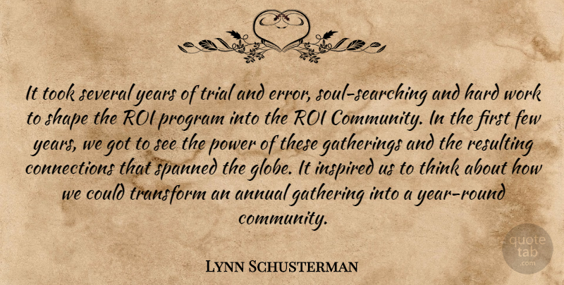 Lynn Schusterman Quote About Annual, Few, Gatherings, Hard, Inspired: It Took Several Years Of...