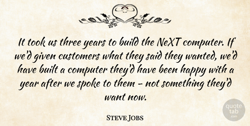 Steve Jobs Quote About Years, Want, Next: It Took Us Three Years...