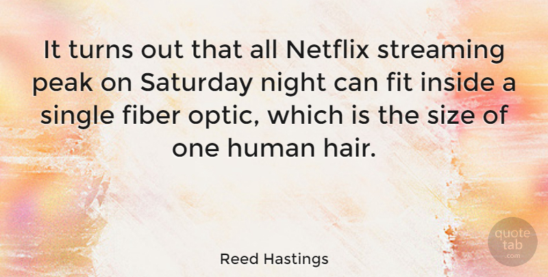 Reed Hastings Quote About Fiber, Fit, Human, Inside, Netflix: It Turns Out That All...