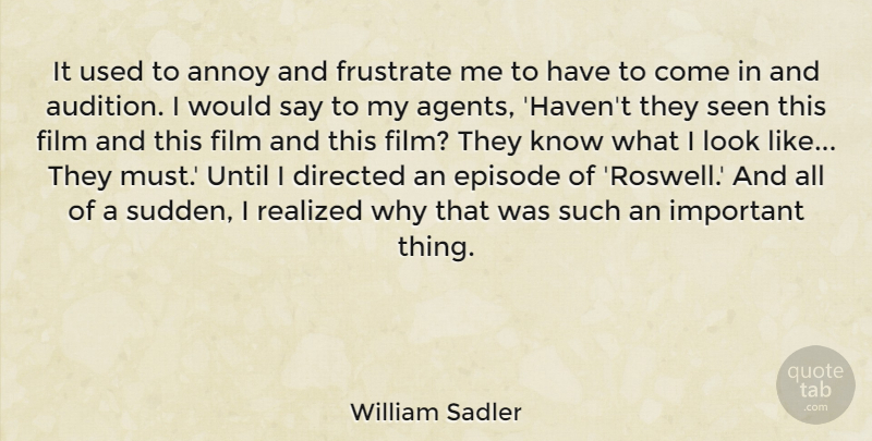 William Sadler Quote About Directed, Episode, Realized, Until: It Used To Annoy And...