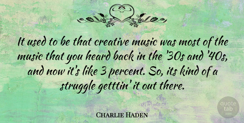 Charlie Haden Quote About Struggle, Creativity, Creative: It Used To Be That...