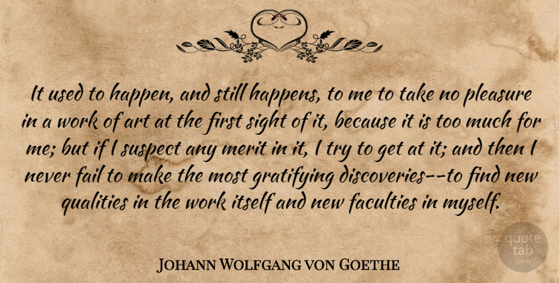 Johann Wolfgang von Goethe Quote About Art, Sight, Discovery: It Used To Happen And...