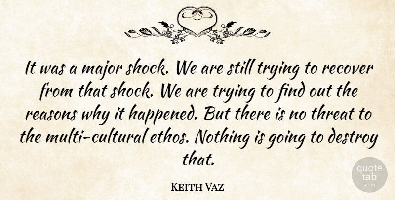 Keith Vaz Quote About Destroy, Major, Reasons, Recover, Threat: It Was A Major Shock...