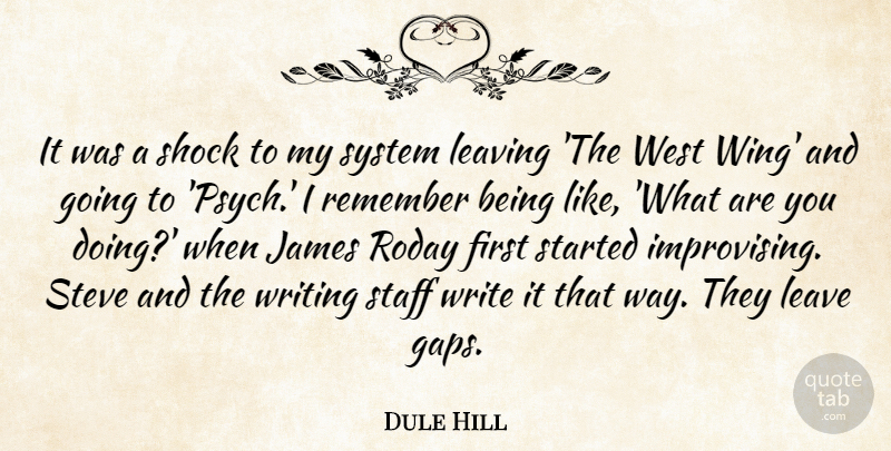 Dule Hill Quote About James, Shock, Staff, Steve, System: It Was A Shock To...