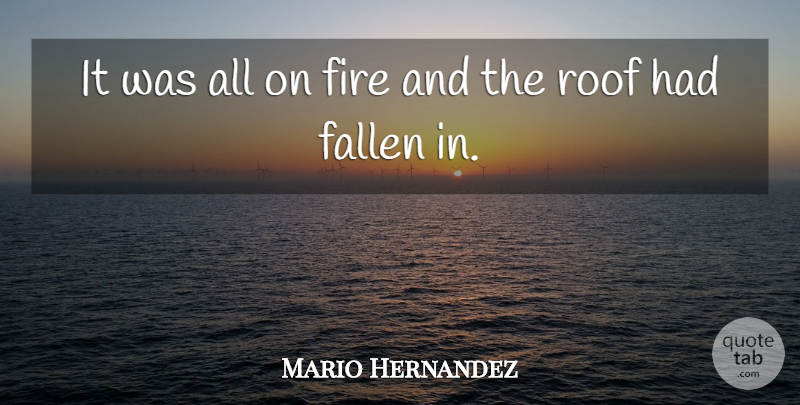 Mario Hernandez Quote About Fallen, Fire, Roof: It Was All On Fire...