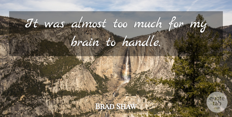 Brad Shaw Quote About Almost, Brain: It Was Almost Too Much...