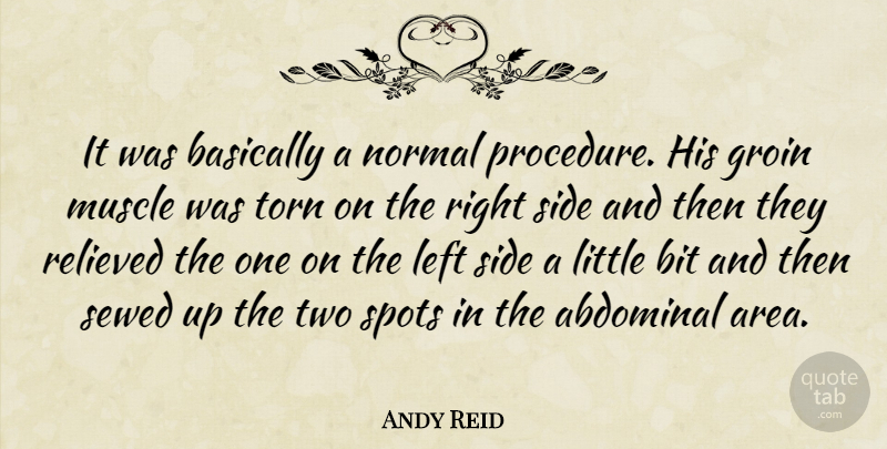 Andy Reid Quote About Basically, Bit, Groin, Left, Muscle: It Was Basically A Normal...