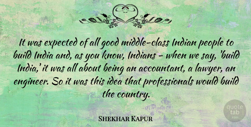 Shekhar Kapur Quote About Build, Expected, Good, Indian, Indians: It Was Expected Of All...