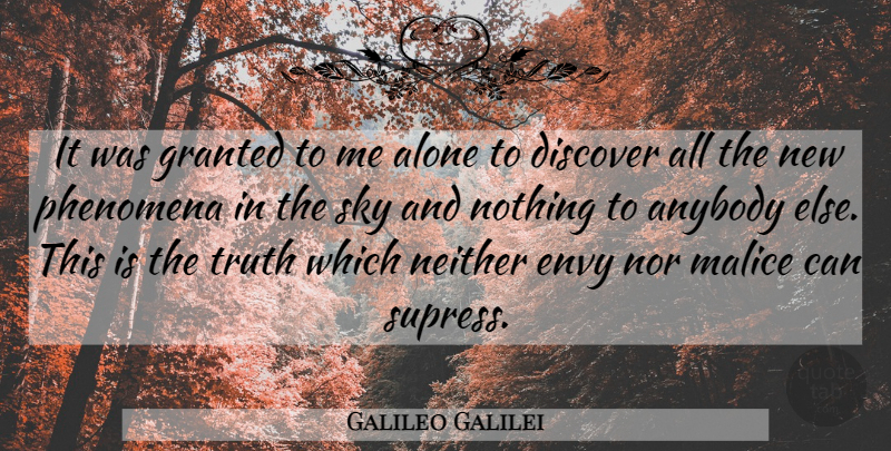 Galileo Galilei Quote About Sky, Envy, Granted: It Was Granted To Me...