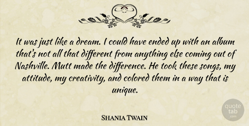 Shania Twain Quote About Dream, Song, Attitude: It Was Just Like A...