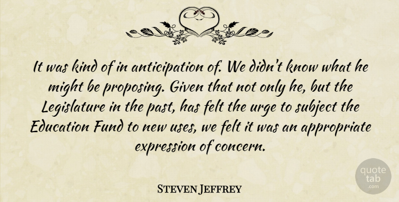 Steven Jeffrey Quote About Education, Expression, Felt, Fund, Given: It Was Kind Of In...