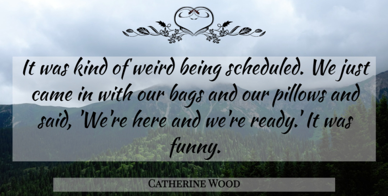 Catherine Wood Quote About Bags, Came, Pillows, Weird: It Was Kind Of Weird...