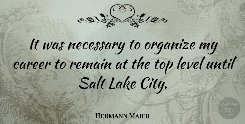 Hermann Maier Quote About Cities, Careers, Lakes: It Was Necessary To Organize...
