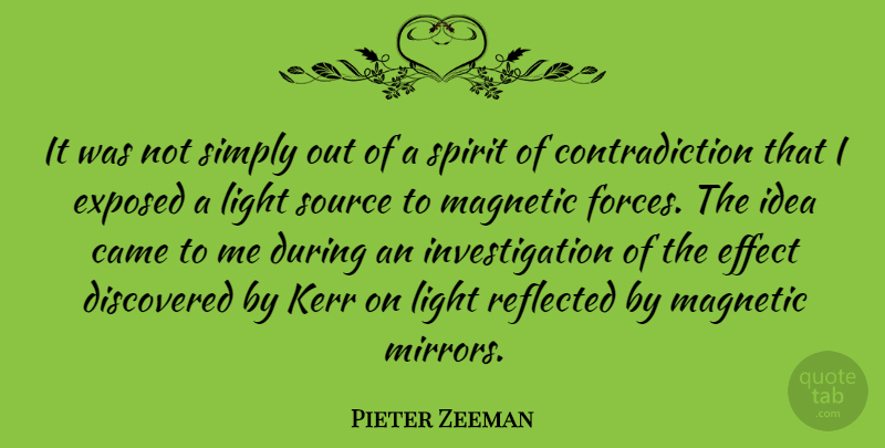 Pieter Zeeman Quote About Light, Ideas, Mirrors: It Was Not Simply Out...