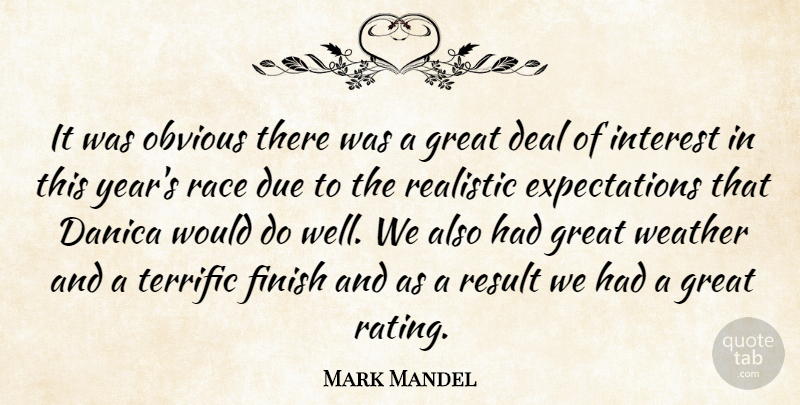 Mark Mandel Quote About Deal, Due, Finish, Great, Interest: It Was Obvious There Was...