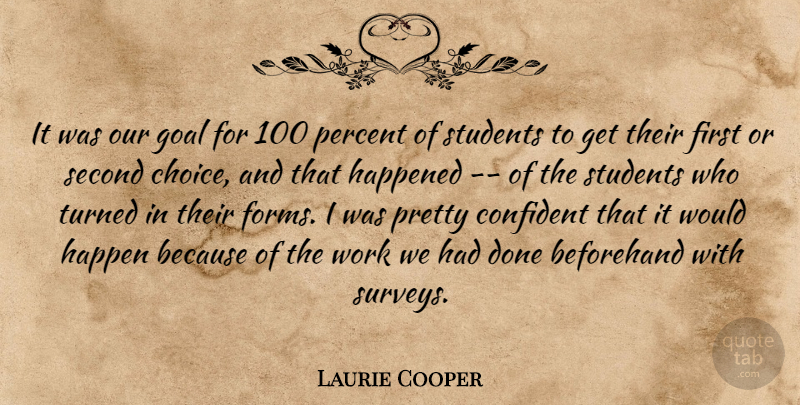Laurie Cooper Quote About Beforehand, Choice, Confident, Goal, Happened: It Was Our Goal For...
