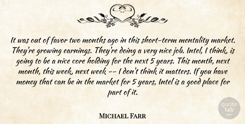 Michael Farr Quote About Core, Favor, Good, Growing, Holding: It Was Out Of Favor...