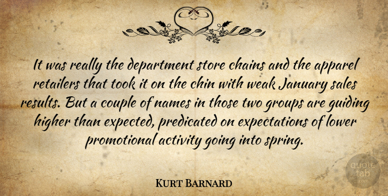 Kurt Barnard Quote About Activity, Apparel, Chains, Chin, Couple: It Was Really The Department...