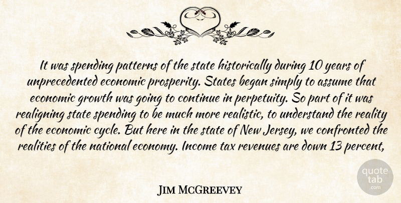 Jim McGreevey Quote About Assume, Began, Confronted, Continue, Economic: It Was Spending Patterns Of...