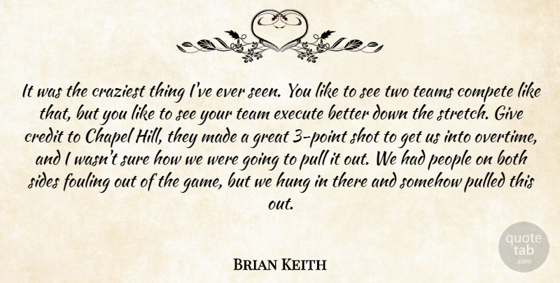 Brian Keith Quote About Both, Chapel, Compete, Craziest, Credit: It Was The Craziest Thing...