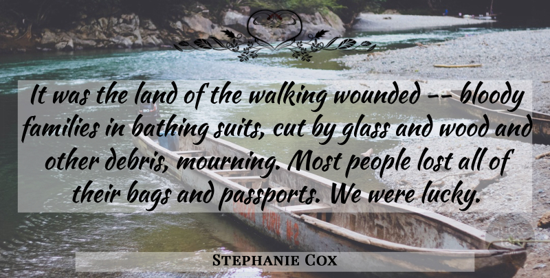 Stephanie Cox Quote About Bags, Bloody, Cut, Families, Glass: It Was The Land Of...