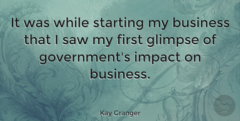 Kay Granger Quote About Impact, Government, Glimpse: It Was While Starting My...