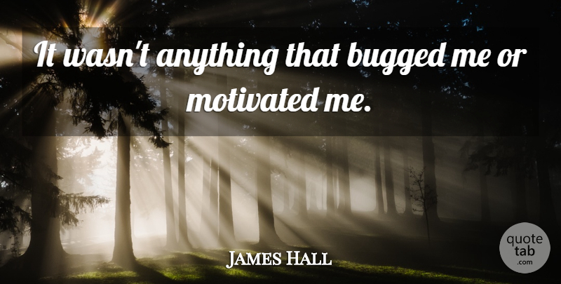 James Hall Quote About Bugged, Motivated: It Wasnt Anything That Bugged...