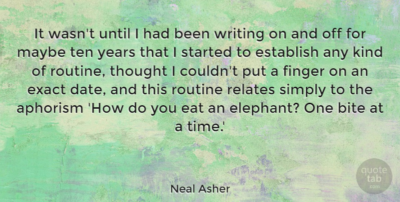 Neal Asher Quote About Aphorism, Bite, Establish, Exact, Finger: It Wasnt Until I Had...