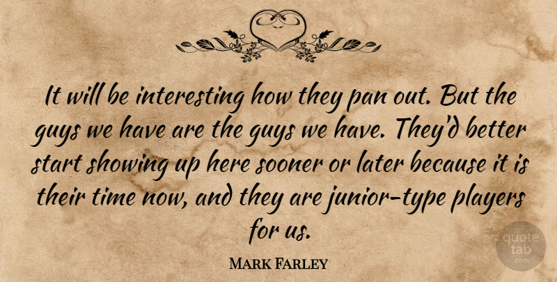 Mark Farley Quote About Guys, Later, Pan, Players, Showing: It Will Be Interesting How...
