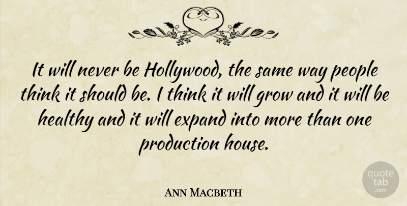 Ann Macbeth Quote About English Author, Expand, People, Production: It Will Never Be Hollywood...